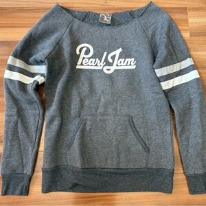 Pearl Jam Women's Gray Pullover Sweatshirt with White Stripes